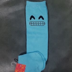 SOCKS BLUE HAPPY FACE  FEET